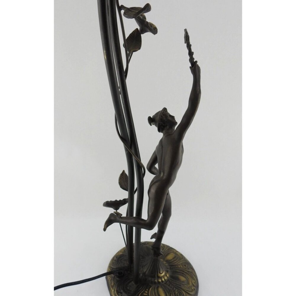 Bronze Figural Mercury Statue Lamp 23" T Floral Medical Staff - Picture 8 of 16